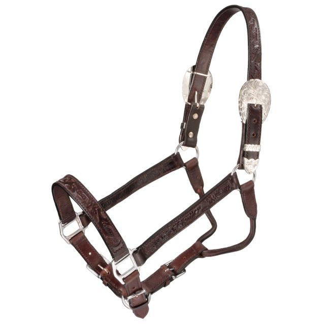 Silver Royal King Show Halter ~ Hand Carved Leather - Henderson's Western Store