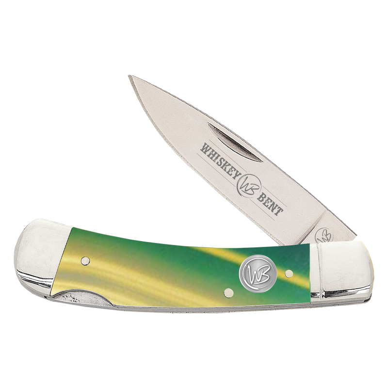 Whiskey Bent Knife ~ Lock Blade ~ Green Gold Opal - Henderson's Western Store