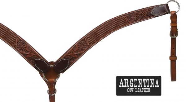 Argentina Cow Tooled Leather Breast Collar - Henderson's Western Store