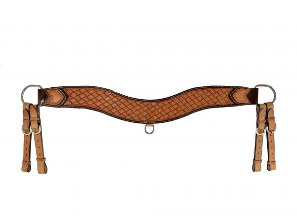 Showman Basket weave tooled light oil leather tripping collar - Henderson's Western Store