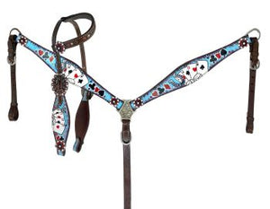 Load image into Gallery viewer, Royal Flush One Ear &amp; Breast Collar Set - Henderson&#39;s Western Store