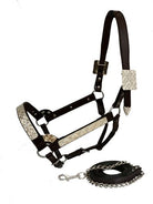 Dark Leather Show Halter ~ Floral - Henderson's Western Store