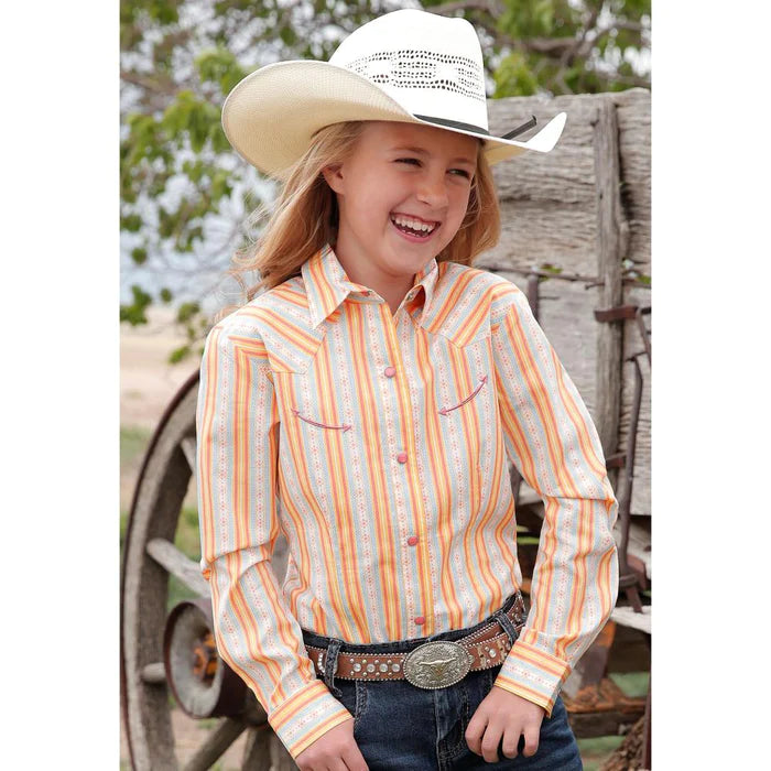 Girl's Cruel Girl Western Shirt ~ Orange - Henderson's Western Store