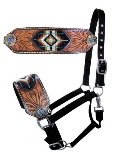 Nylon Bronc Halter ~ Southwest Bead - Henderson's Western Store