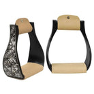 Black Aluminum Floral Engraved Stirrups - Henderson's Western Store