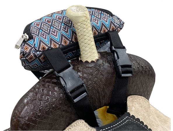 Insulated Saddle Pouch  ~ Blue Aztec - Henderson's Western Store