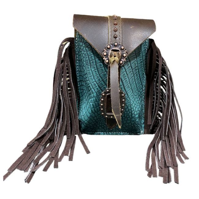 Turquoise Gator Rear Cinch Bag - Henderson's Western Store