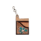Leather Card Holder Key Chain ~ Turquoise Gem - Henderson's Western Store