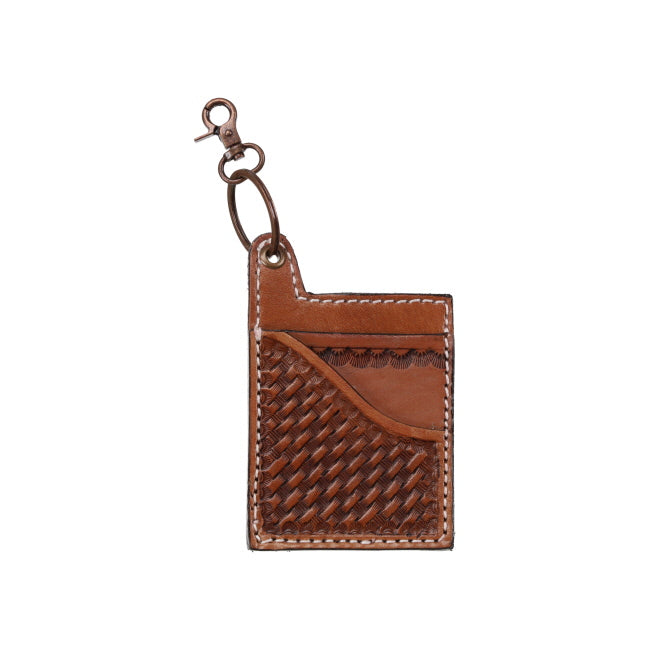 Leather Card Holder Key Chain ~ Basketweave - Henderson's Western Store