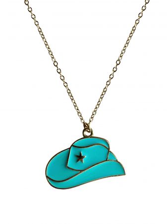 Teal Cowboy Hat Necklace - Henderson's Western Store