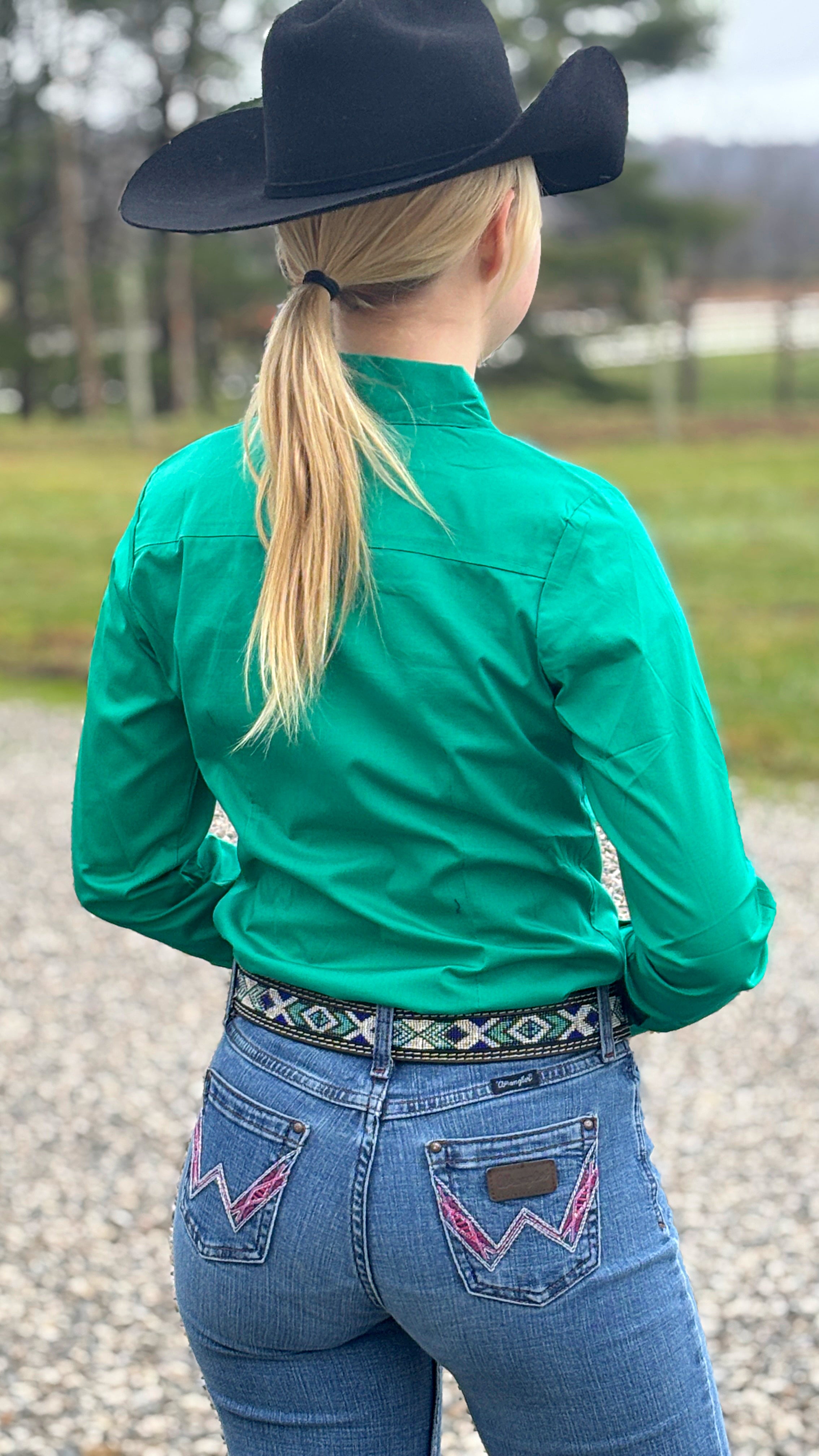 Solid Button Down Shirts ~ Kelly Green - Henderson's Western Store
