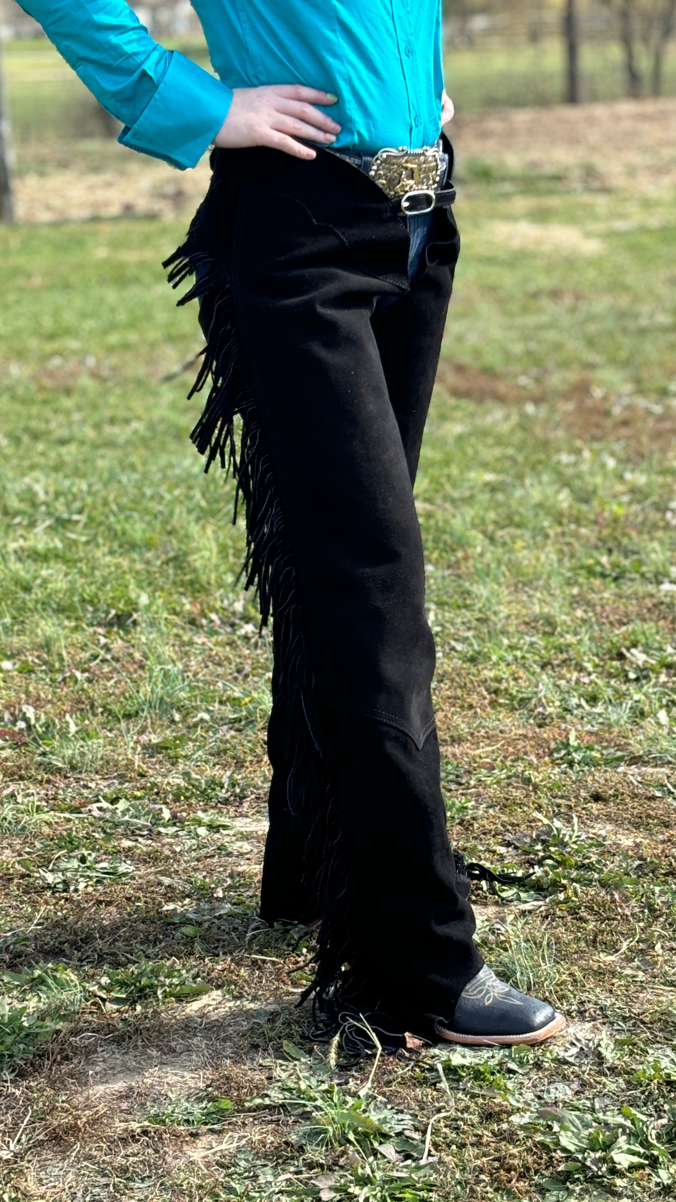 Suede Leather Chaps ~ Black | Henderson's Western Store