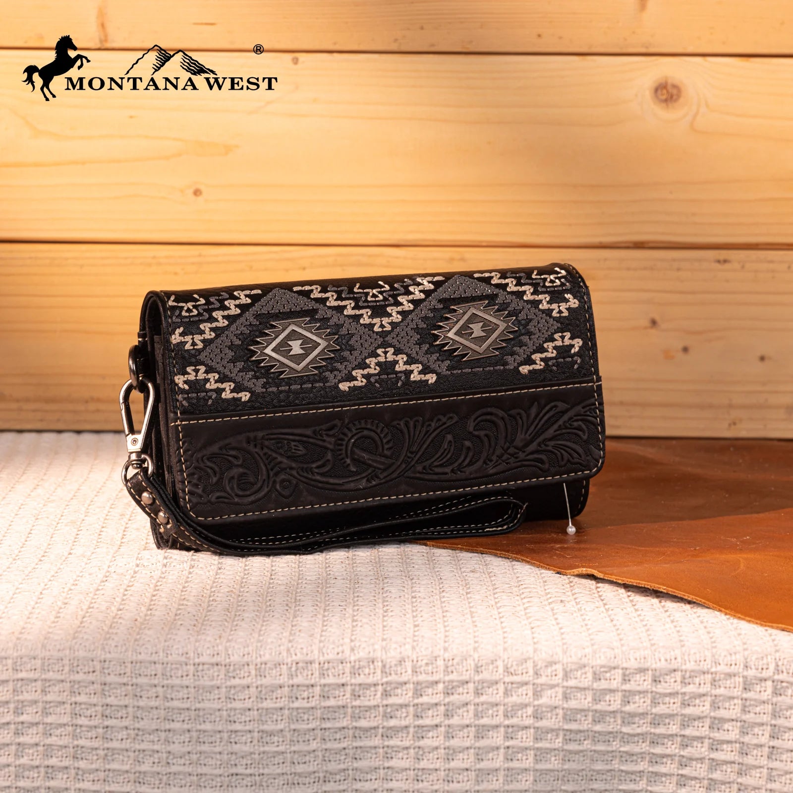 MW Embroidered Wallet ~ Black - Henderson's Western Store