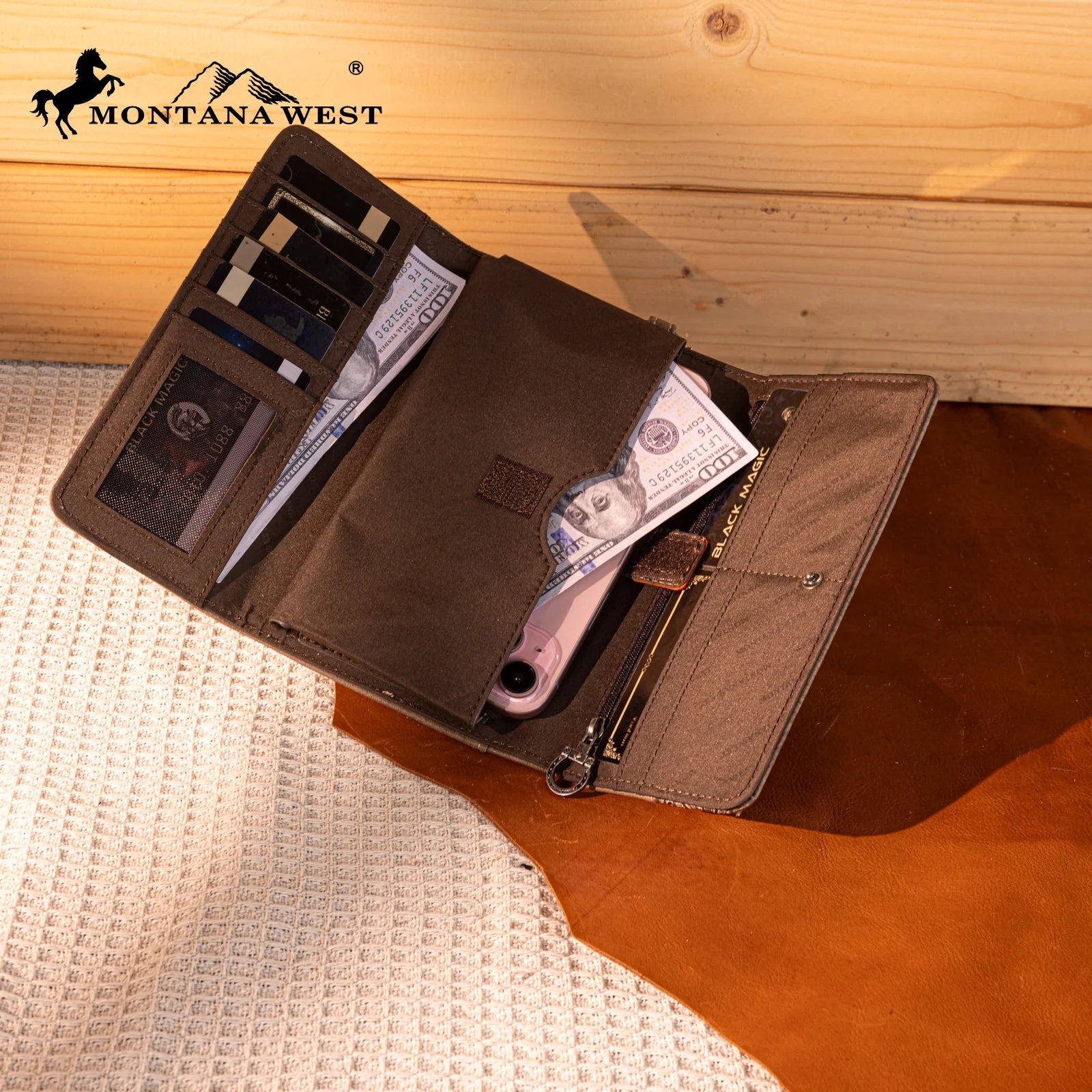 MW Embroidered Wallet ~ Khaki - Henderson's Western Store