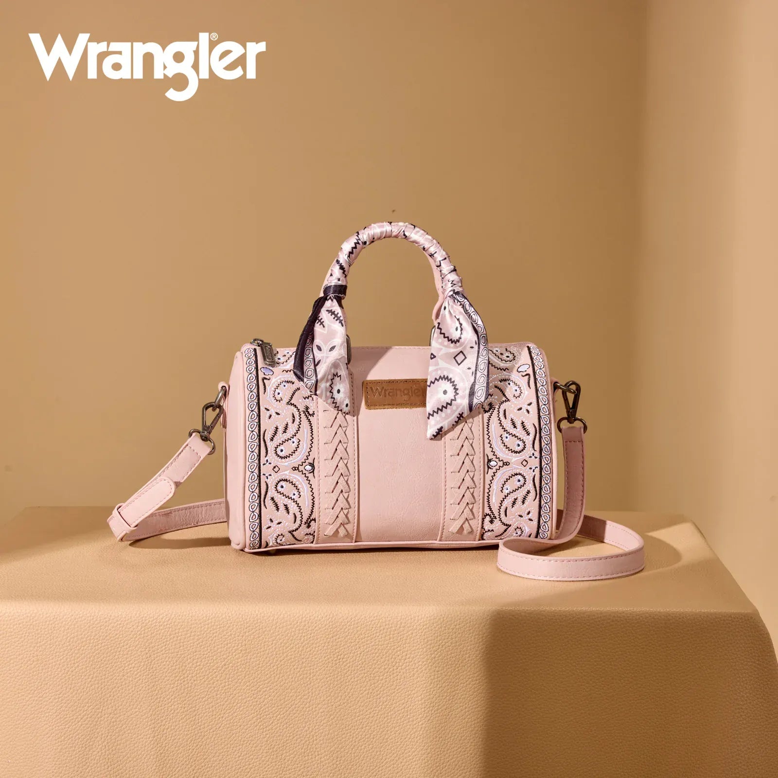 Wrangler Bandana Paisley Print Barrel Crossbody - Pink - Henderson's Western Store