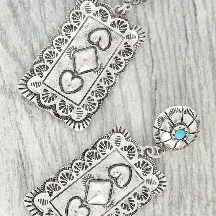 Western Turquoise Black Jack Concho Post Earrings - Henderson's Western Store