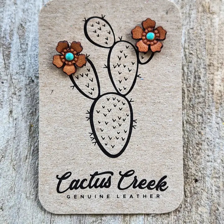 Western Rose Genuine Leather Earrings - Henderson's Western Store