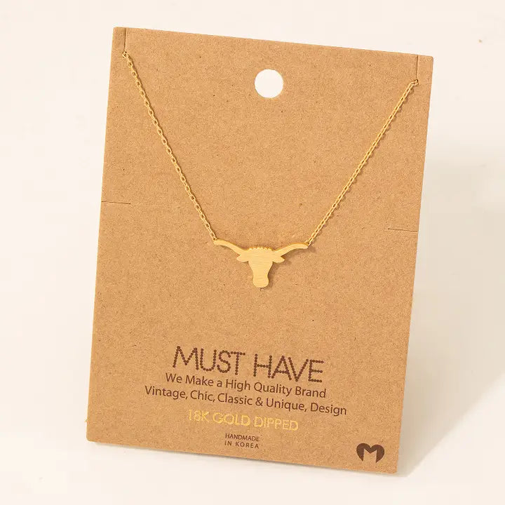 Dainty Bull Head Pendant Necklace - Henderson's Western Store
