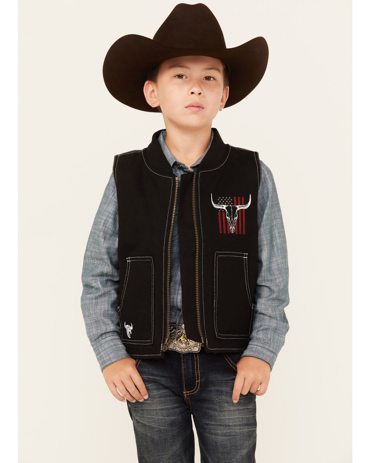 Cowboy Hardware Flag Skull Vest - Henderson's Western Store