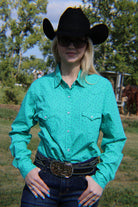 Ladies Rough Stock ~ Turquoise Print - Henderson's Western Store