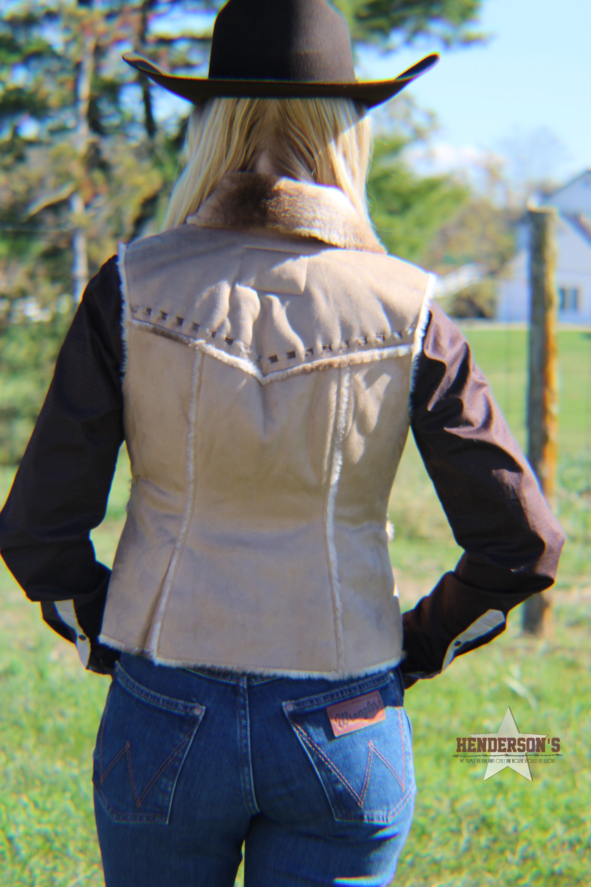 Micro Suede Faux Fur Vest by Powder River - Henderson's Western Store