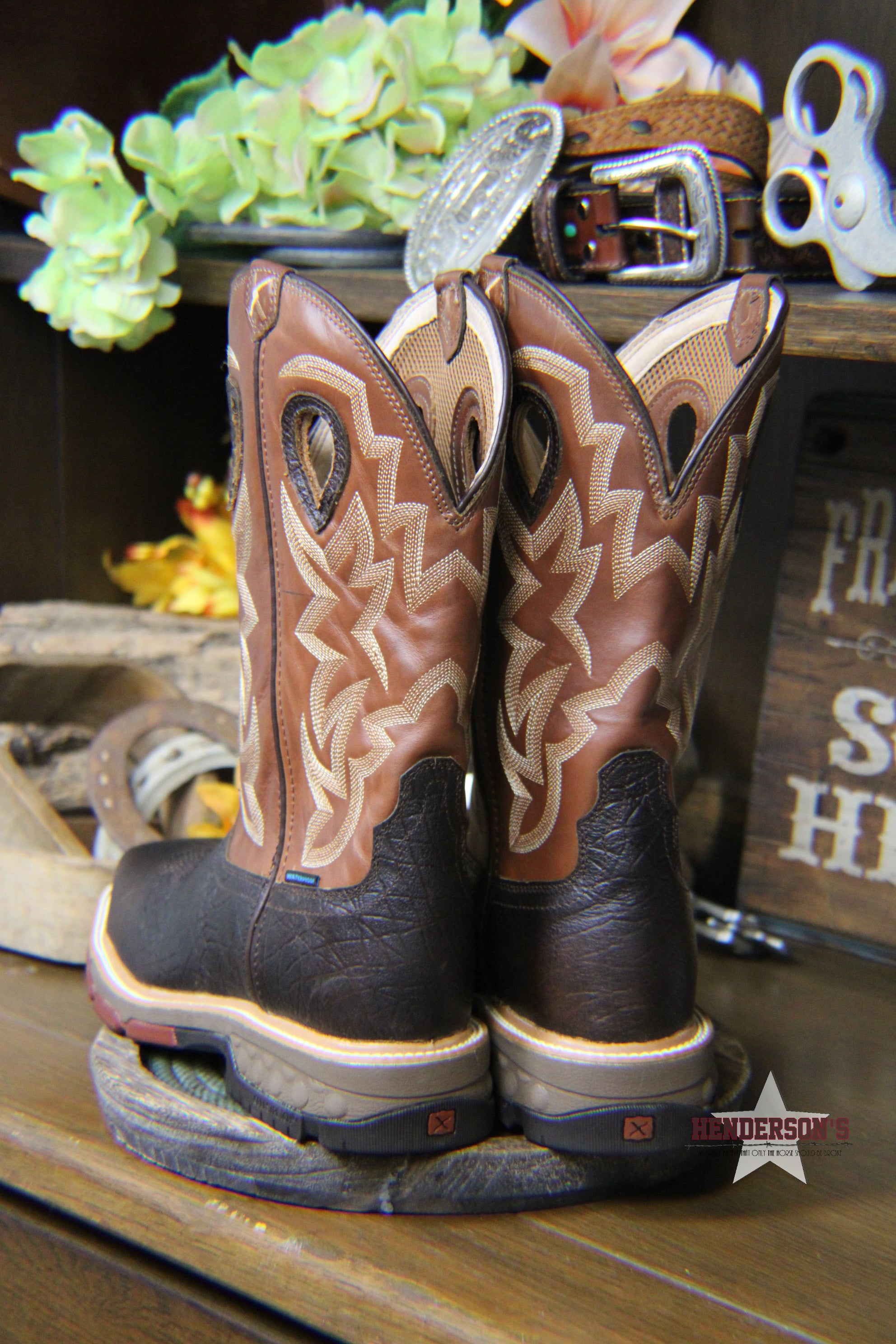 Western Work Boots by Twisted X ~ Alloy ~ Chocolate - Henderson's Western Store