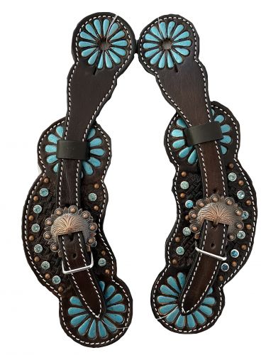Metallic Painted Turquoise Spur Straps - Henderson's Western Store