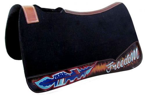 Black Felt Saddle Pad W/"Freedom" - Henderson's Western Store