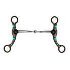 Brown Steel Snaffle Bit W/Copper & Turquoise Studs - Henderson's Western Store