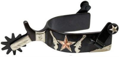 Black Steel W/Bronze Star & Pistol Spurs - Henderson's Western Store