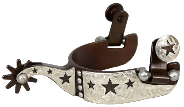 Youth Antique Brown W/Stars Spurs - Henderson's Western Store
