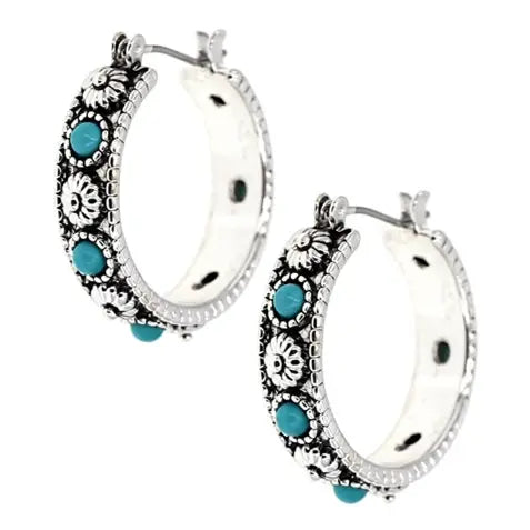 Turquoise Twist Hoop Earrings - Henderson's Western Store