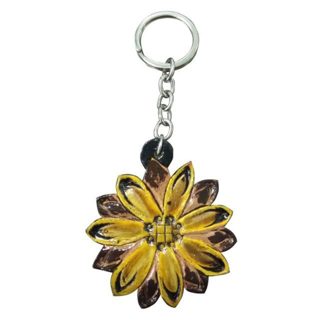 Leather Key Chain ~ Sunflower - Henderson's Western Store