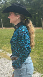Raspberry Leopard Print Zip Front Show Shirt - Henderson's Western Store