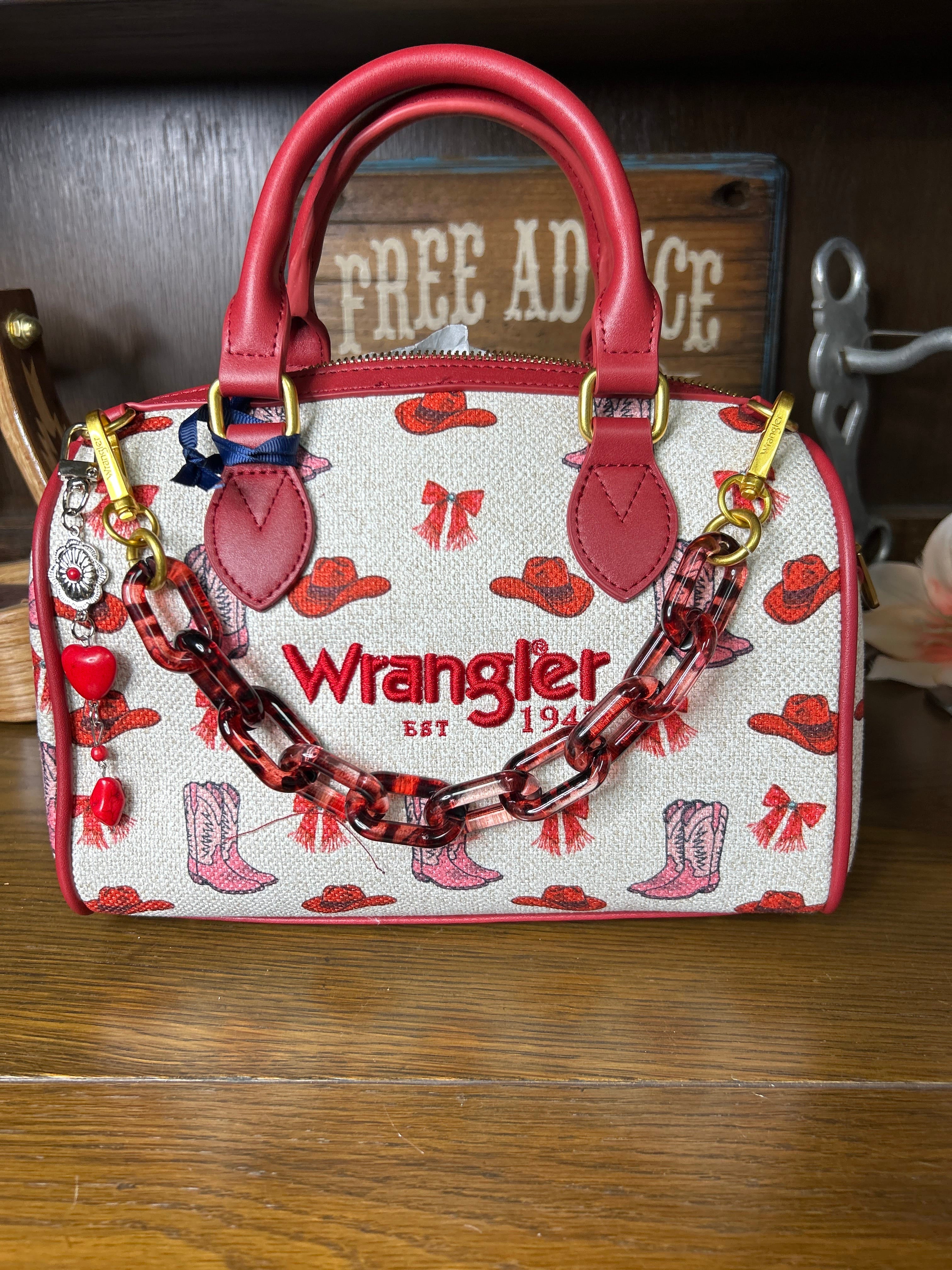 Wrangler Western Print Cowgirl Boston Bag ~ Pink - Henderson's Western Store