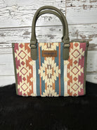 Wrangler Sherpa Aztec Canvas Tote/Crossbody - Green - Henderson's Western Store