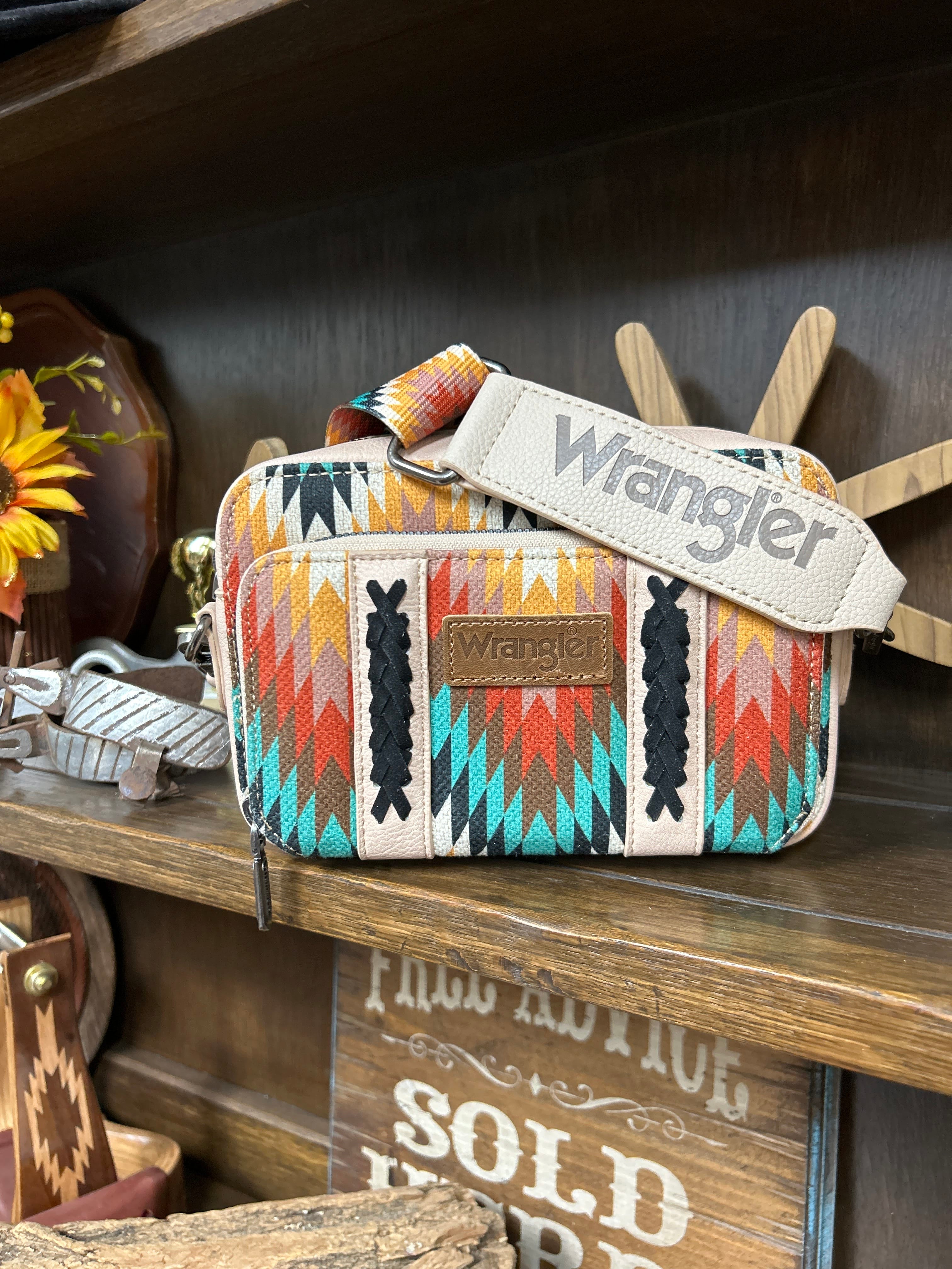 Wrangler Southwestern Dual Sided Crossbody ~ Tan - Henderson's Western Store