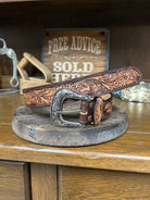 Leather Beaded Inlay Belt~Teal - Henderson's Western Store