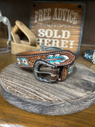 Leather Floral Tooler Feather Belt - Henderson's Western Store