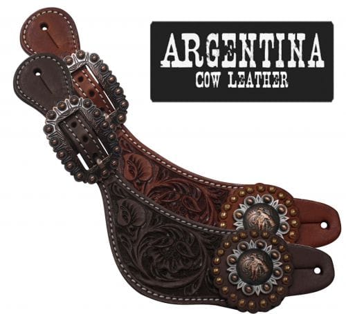 Tooled Spur Straps W/Barrel Racer Concho - Henderson's Western Store