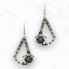 Western Drop Earrings W/Turquoise Flower - Henderson's Western Store