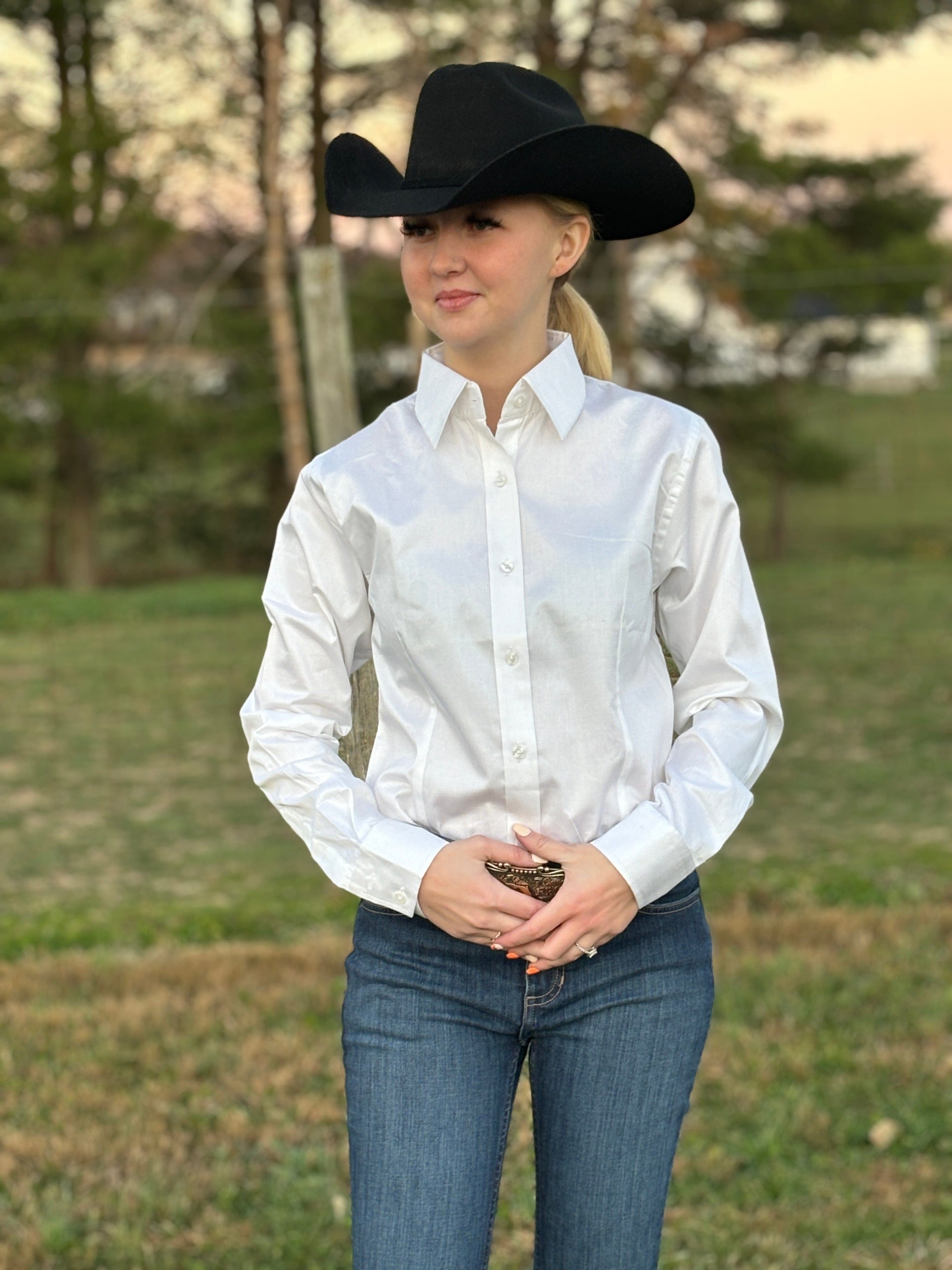 white cowboy dress shirt RHC Solid Button Down ~ White X-Large