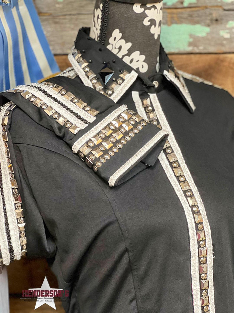 RHC Concealed Zipper Show Shirt - Black W/White - Henderson's Western Store