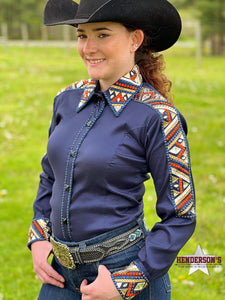 Load image into Gallery viewer, Conceal Zipper Show Shirt ~ Navy - Henderson&#39;s Western Store