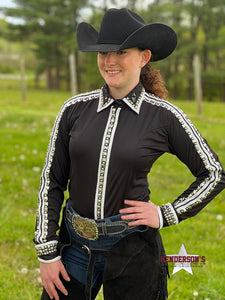 Load image into Gallery viewer, RHC Concealed Zipper Show Shirt - Black W/White - Henderson&#39;s Western Store