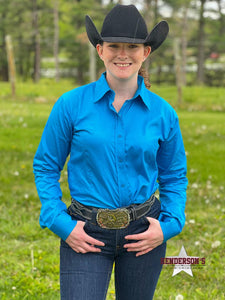 Load image into Gallery viewer, RHC Sateen Concealed Zipper Show Shirt - Turquoise - Henderson&#39;s Western Store
