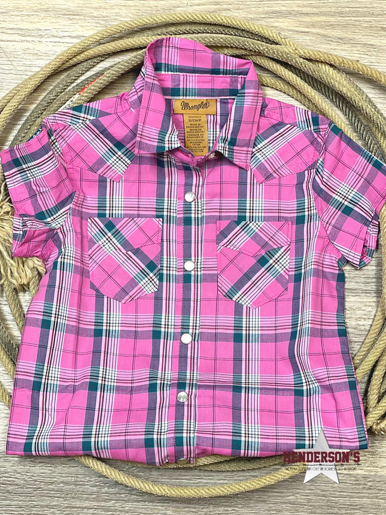 Girl's Wrangler Shirt ~ Pink Plaid - Henderson's Western Store