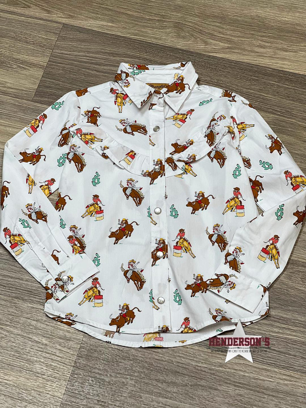 Girl's Wrangler Western Shirt ~ Cowgirl Print - Henderson's Western Store