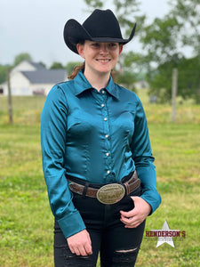 Load image into Gallery viewer, Silk Winning Show Shirt ~ Teal - Henderson&#39;s Western Store