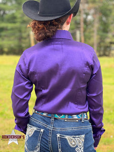 Load image into Gallery viewer, RHC Taffeta Concealed Zipper Show Shirt - Purple - Henderson&#39;s Western Store